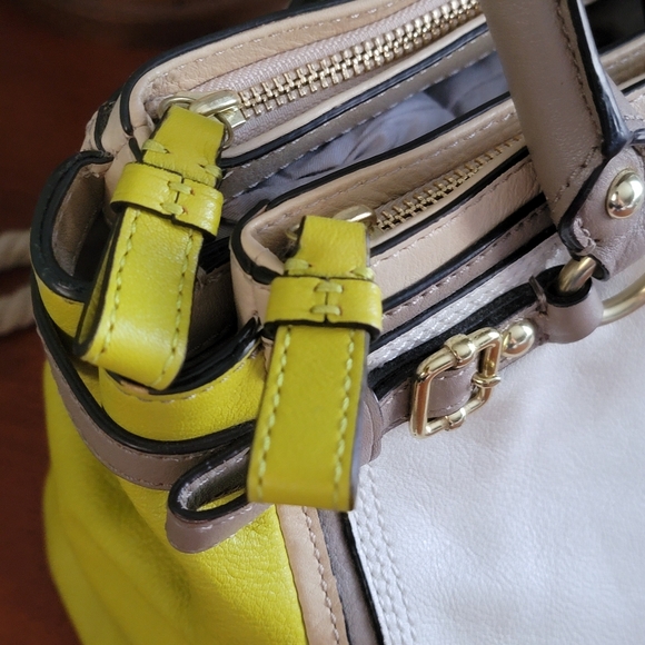 Coach 22701 Madison Kara Carryall Green Tan Cream Leather Brass Y2K Satchel Bag - Picture 4 of 16